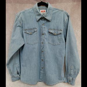 Wrangler Indigo Chambray Long Sleeve Shirt, Size: M